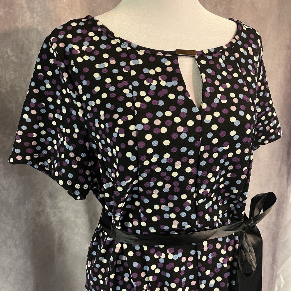 Avenue Polka Dot Dress Black Purple Blue White 18/20‎ NWT Fit And Flair Retro